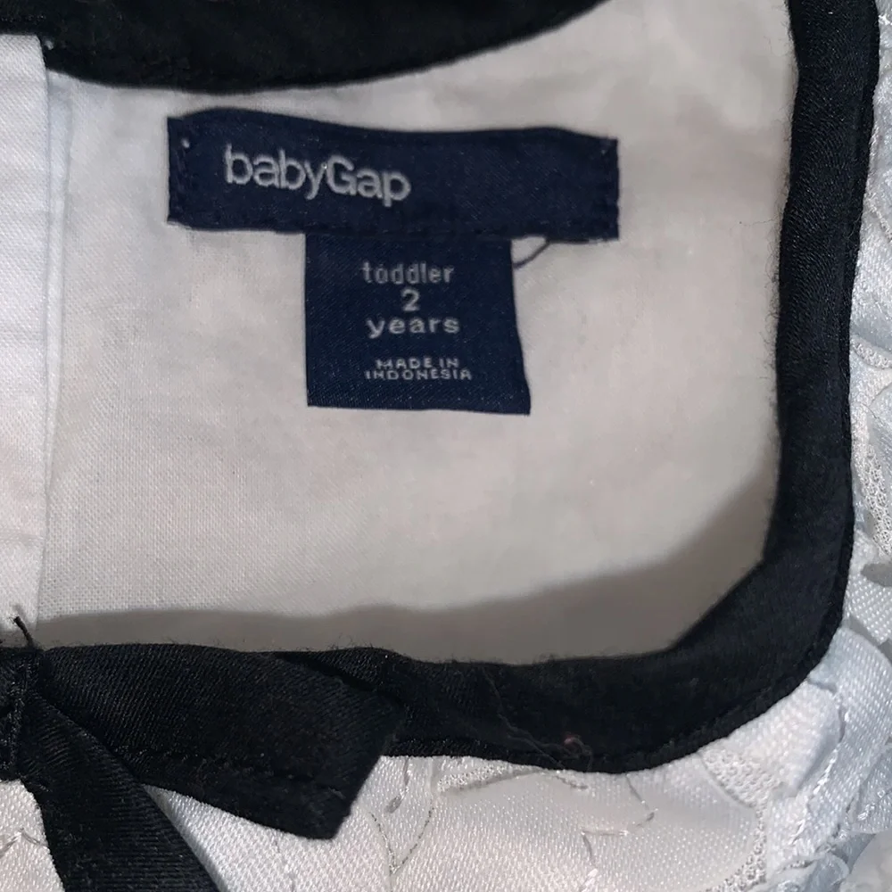GAP Kids White Floral Dress with Black bow and Trim details